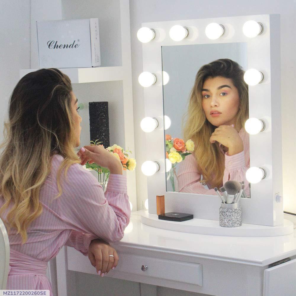 Rechargeable Vanity Mirror with LED Lights Pink ABS