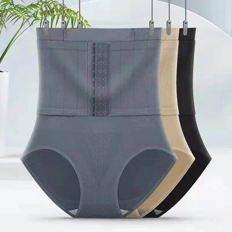 Women High Waist Belly Shaping Pants Black Buckle Pressurized