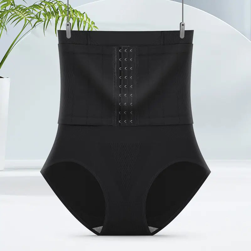 Women High Waist Belly Shaping Pants Black Buckle Pressurized