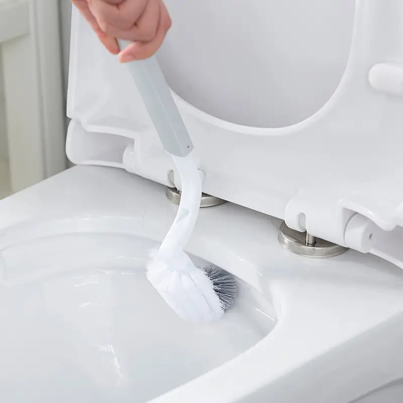 Modern Toilet Brush & Trash Can Set White Plastic