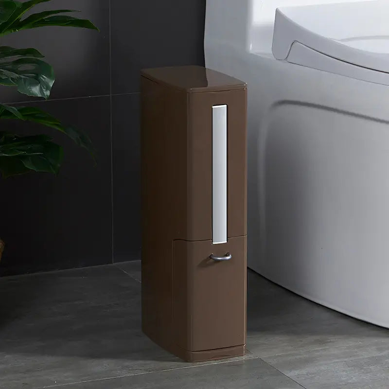 Modern Toilet Brush & Trash Can Set White Plastic