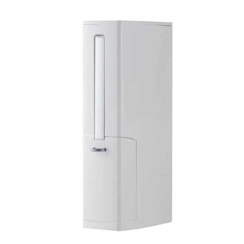 Modern Toilet Brush & Trash Can Set White Plastic