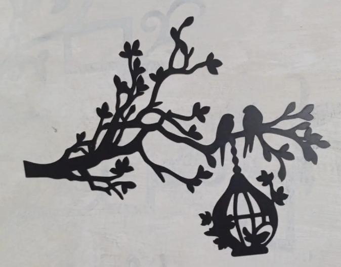 3D Wooden Wall Art Black Tree Birds Nest 30"