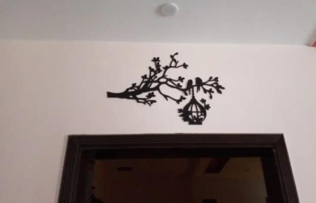 3D Wooden Wall Art Black Tree Birds Nest 30"