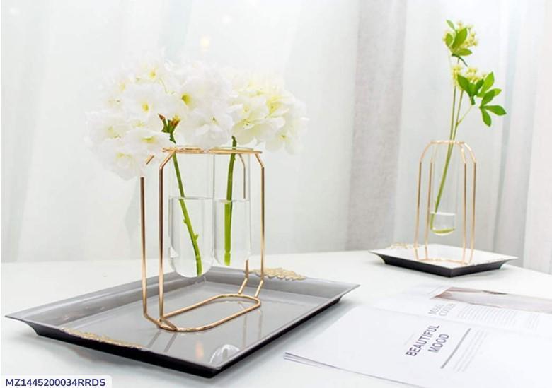 Modern Golden Glass Vase Set for Home Office Gift