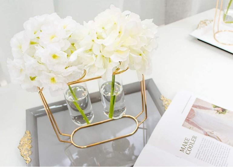 Modern Golden Glass Vase Set for Home Office Gift