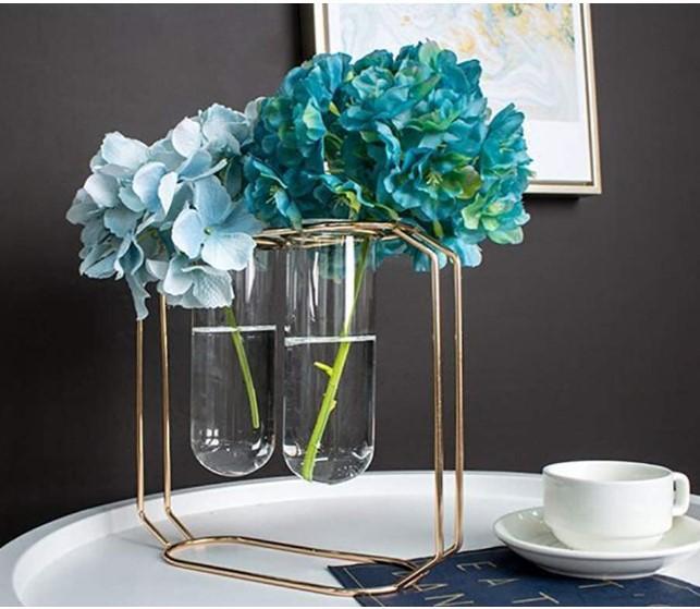 Modern Golden Glass Vase Set for Home Office Gift
