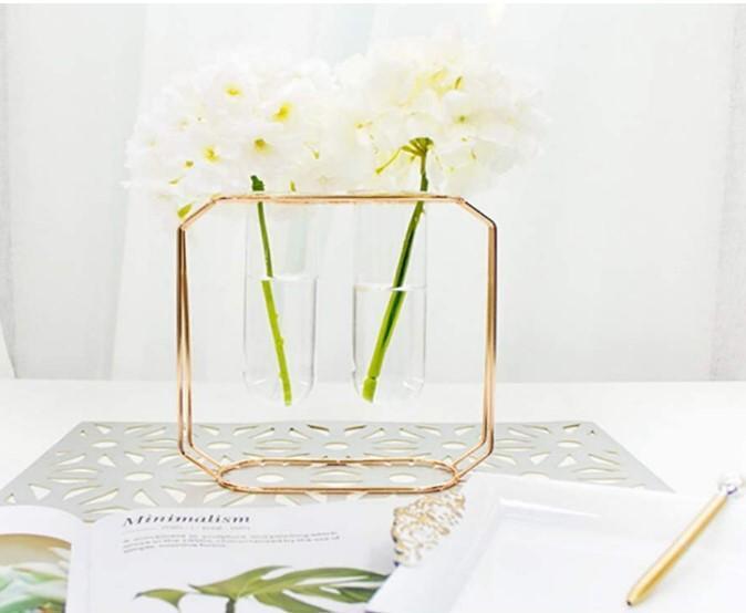 Modern Golden Glass Vase Set for Home Office Gift