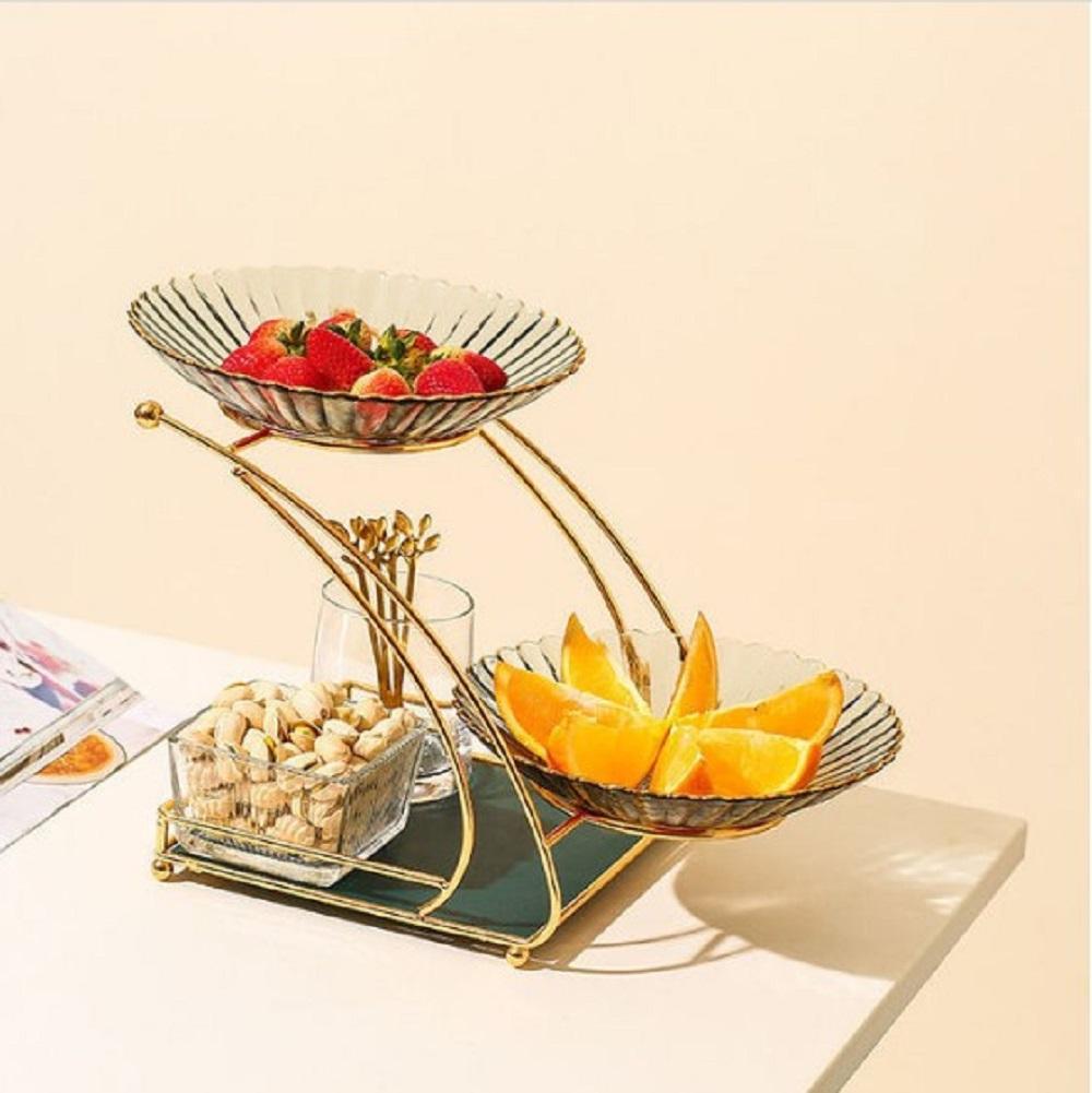 Golden Two-Tier Glass Bowl Set for Home & Parties