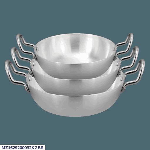 Premium Aluminium Mini Woks Set of 3 Silver