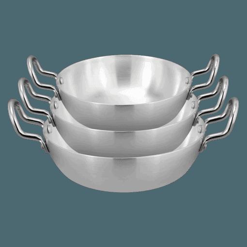 Premium Aluminium Mini Woks Set of 3 Silver