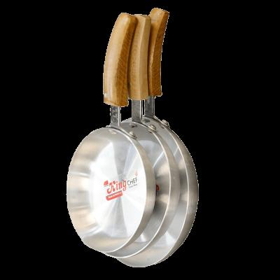 Premium Aluminum Frying Pan Set with Wooden Handles