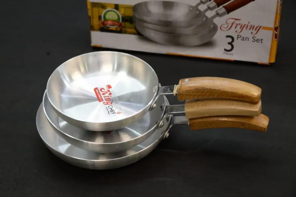 Premium Aluminum Frying Pan Set with Wooden Handles