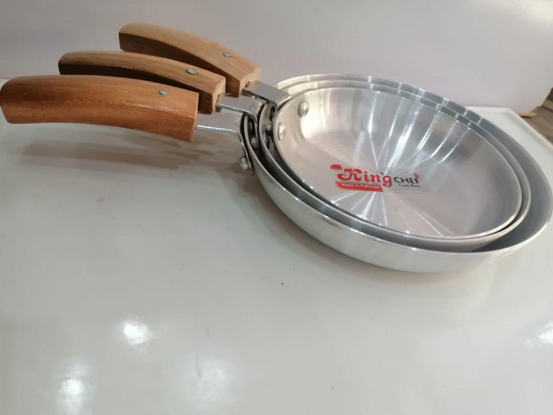 Premium Aluminum Frying Pan Set with Wooden Handles