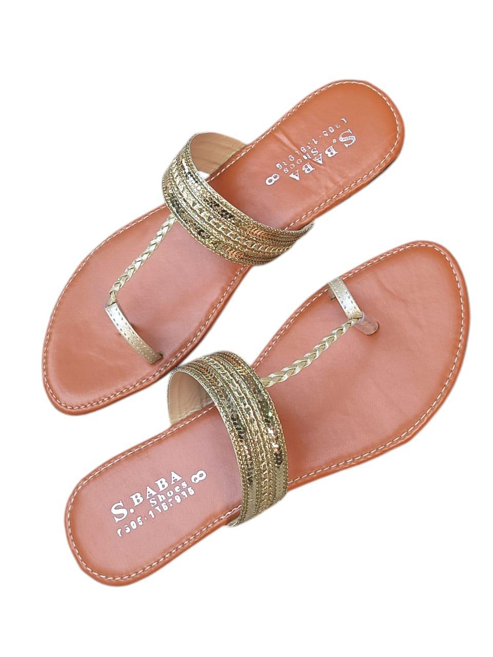 Golden PU Leather Kolhapuri Chappals for Women Sizes 6-11