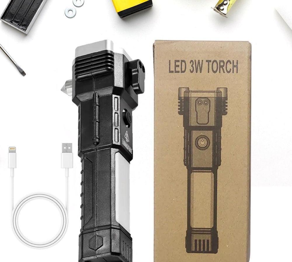 Rechargeable LED Torch Black ABS Aluminum Head
