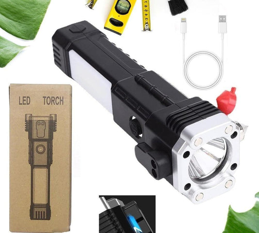 Rechargeable LED Torch Black ABS Aluminum Head