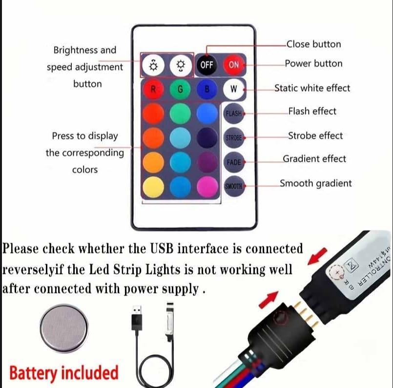 16.4FT RGB LED Light Strip PVC Waterproof Remote Control