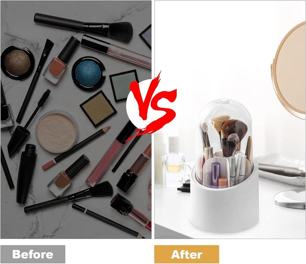 Acrylic 3 Compartment Makeup Brush Holder Stand 23.5cm