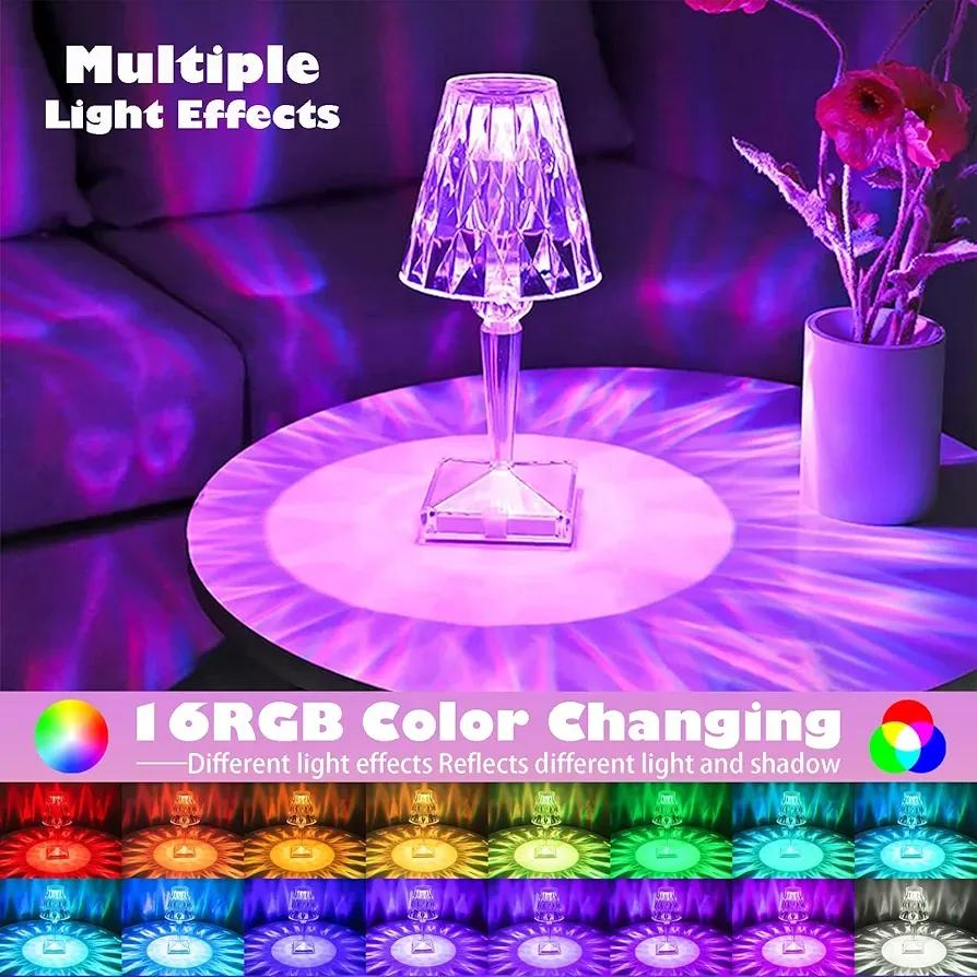 Rechargeable Crystal Table Lamp with Touch & Remote Control