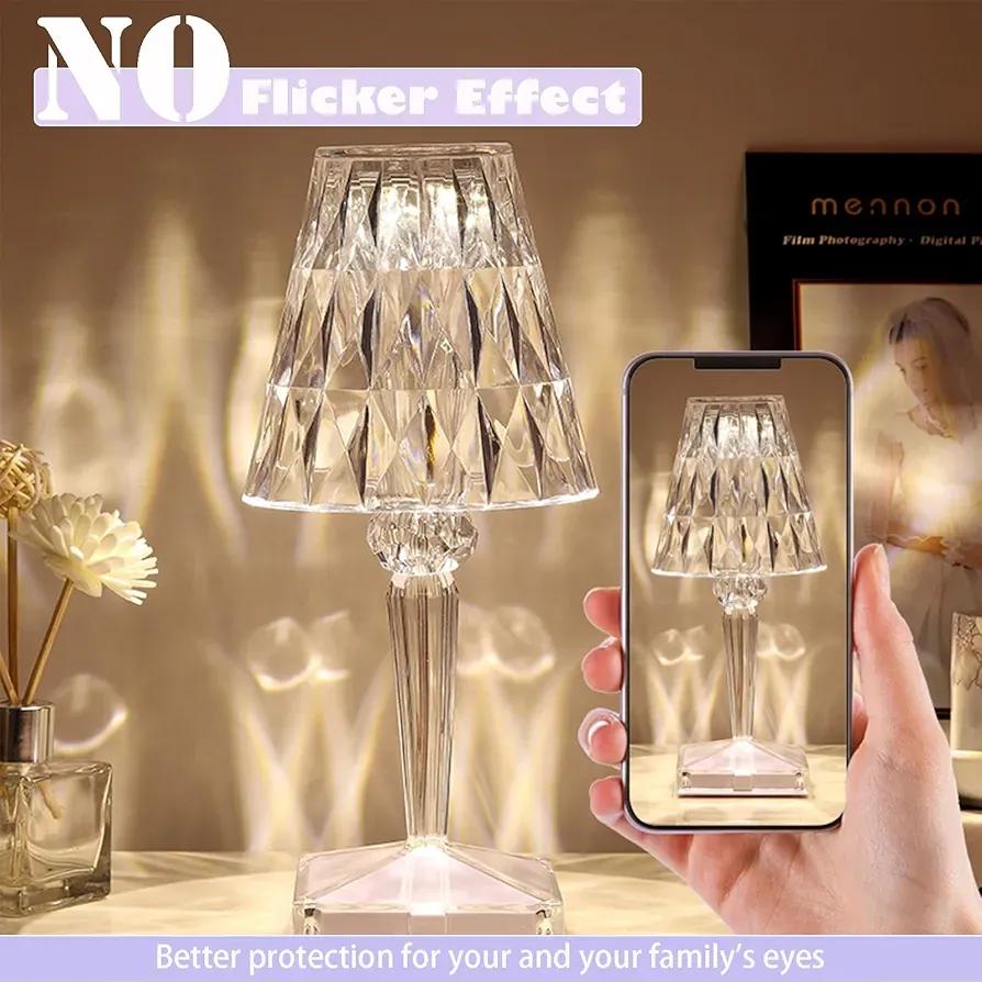Rechargeable Crystal Table Lamp with Touch & Remote Control