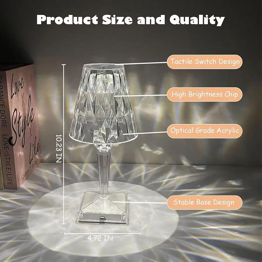 Rechargeable Crystal Table Lamp with Touch & Remote Control