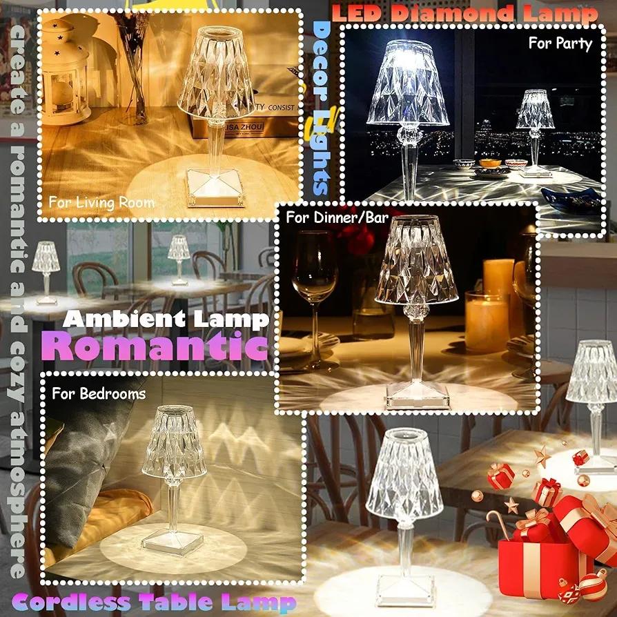 Rechargeable Crystal Table Lamp with Touch & Remote Control