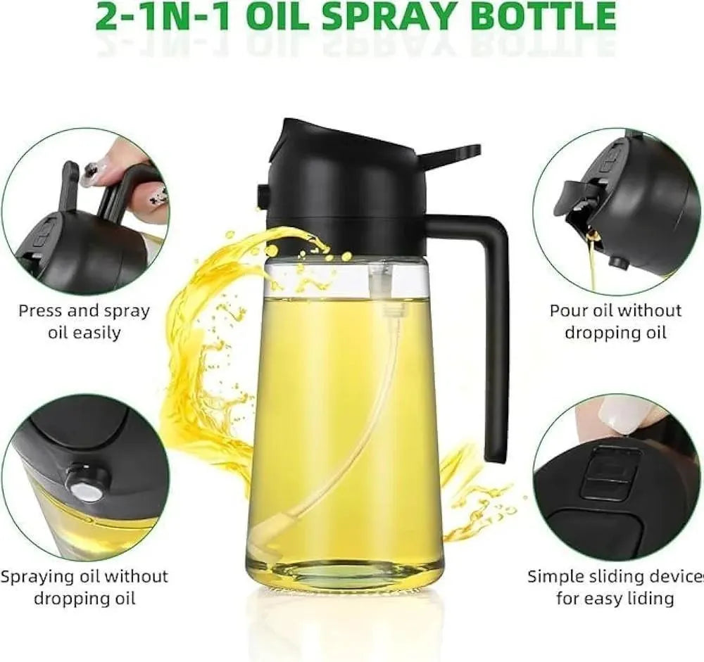 Premium Glass Oil Spray Bottle with Spray Nozzle
