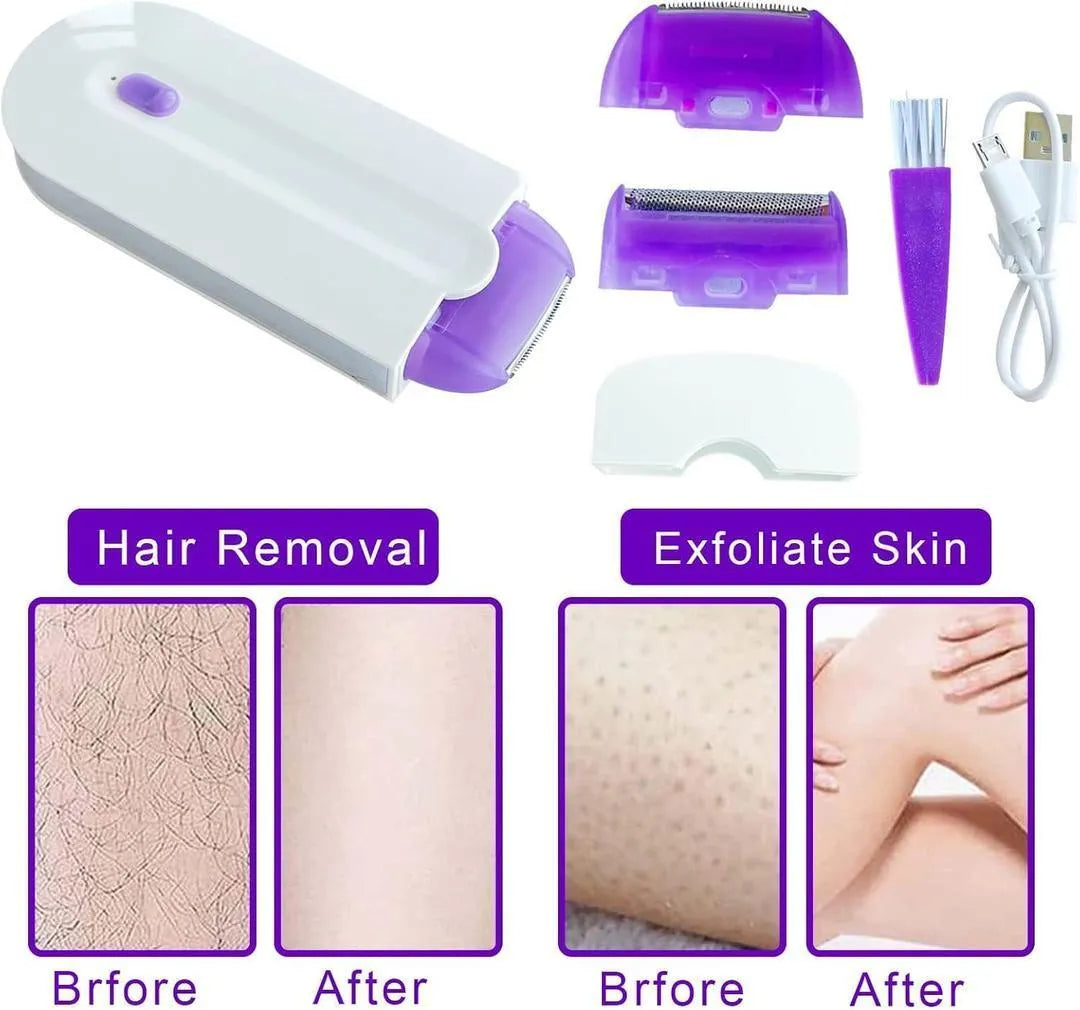Rechargeable Hair Shaver Purple White ABS Women's Sensitive Skin