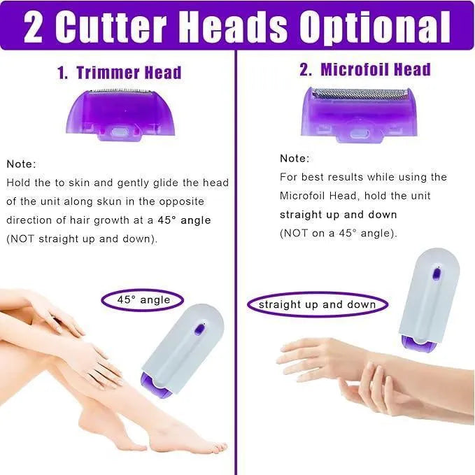 Rechargeable Hair Shaver Purple White ABS Women's Sensitive Skin