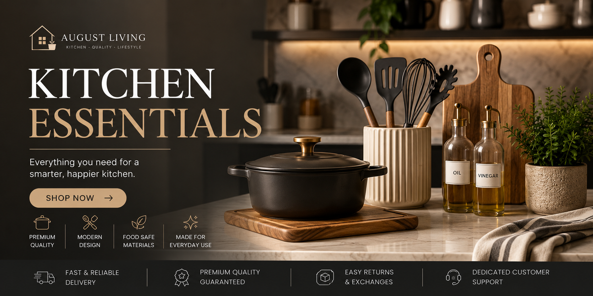 August Living premium home essentials featuring stylish bathroom and everyday living products